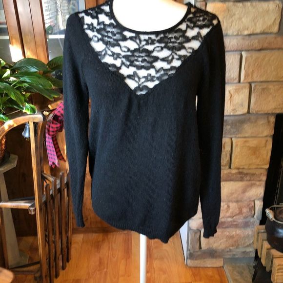 Forever 21 Black and lace sweater size medium - Picture 1 of 4